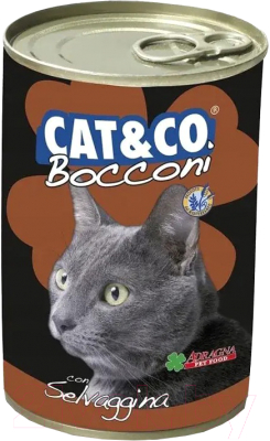 Влажный корм для кошек Adragna Cat&Co кусочки дичи в соусе (405г)