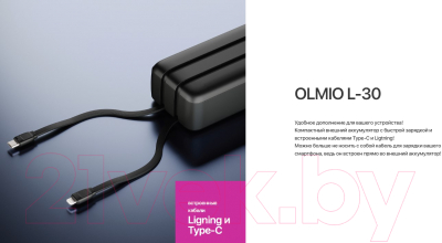 Портативное зарядное устройство Olmio L-30 QuickCharge 30000mAh 22.5W (черный)
