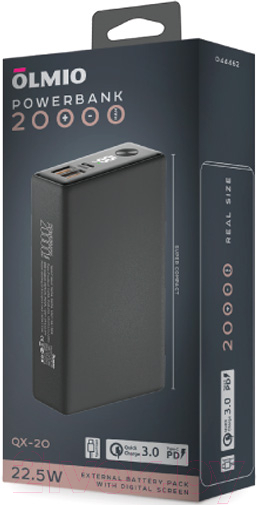 Портативное зарядное устройство Olmio QX-20 QuickCharge 20000mAh 22.5W