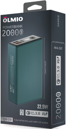 Портативное зарядное устройство Olmio QX-20 QuickCharge 20000mAh 22.5W