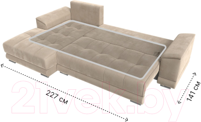 Диван угловой Лига Диванов НордСтар левый / 121105L (велюр бежевый/подушки велюр бежевый)