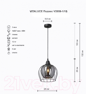 Потолочный светильник Vitaluce V2859-1/1S