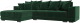 Диван угловой Лига Диванов НордСтар левый / 121108L (велюр зеленый/подушки велюр зеленый) - 