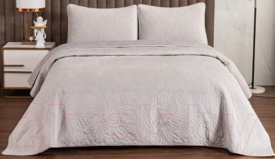 Набор текстиля для спальни Sofi de Marko Мелисса 160х220 / Пок-Мес-160х220сс (светло-серый)