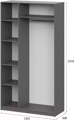 Шкаф Mio Tesoro ШК 5 1200 3-х створчатый (графит серый)