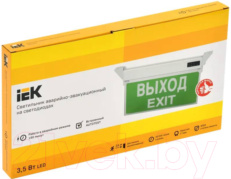 Светильник аварийный IEK ССА 2101 Выход-Exit / LSSA0-2101-3-20-K03 — фото 2