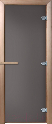Стеклянная дверь для бани/сауны Doorwood Затмение 170x70 (графит матовый/листва)
