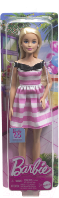 Кукла Barbie В розово-белом полосатом платье / HTH66