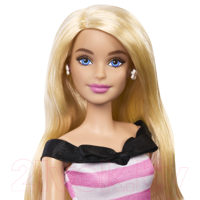 Кукла Barbie В розово-белом полосатом платье / HTH66