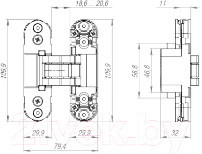 Комплект петель дверных Armadillo U3D2000.TG SC (хром матовый)