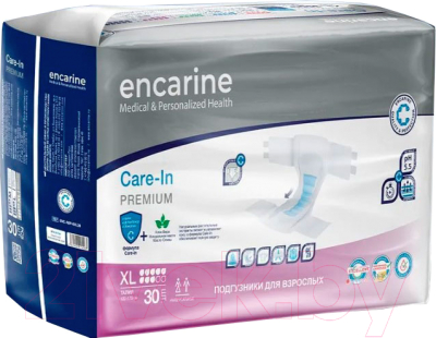 Подгузники для взрослых Encarine Premium Jumbo 8 капель Extralarge (30шт)