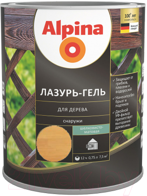 

Защитно-декоративный состав Alpina, Светло-коричневый, Лазурь-гель