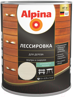 Защитно-декоративный состав Alpina Лессировка (750мл, белый)