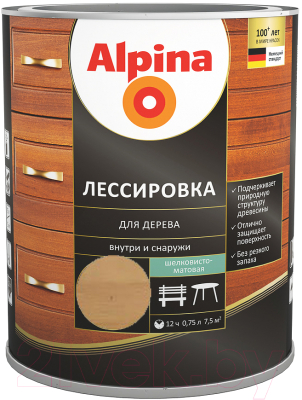 Защитно-декоративный состав Alpina Лессировка (750мл, кедр)