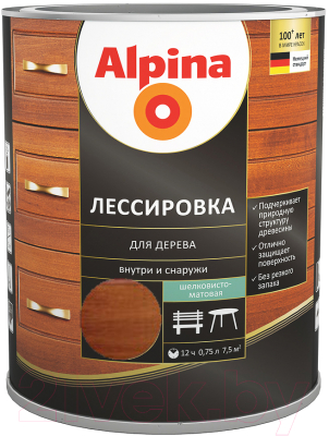 Защитно-декоративный состав Alpina Лессировка (750мл, рябина)