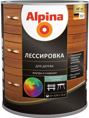 Защитно-декоративный состав Alpina Лессировка (750мл, черный)