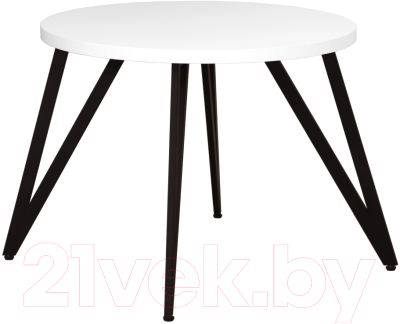 Обеденный стол Millwood Женева 2 Л D90 (белый/металл черный)