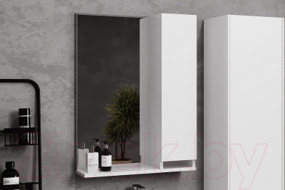 Шкаф с зеркалом для ванной Belux Клермонт В 70 Ш (1, белый глянцевый)