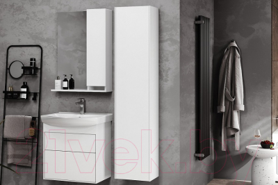 Шкаф с зеркалом для ванной Belux Клермонт В 70 Ш (1, белый глянцевый)