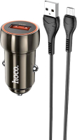 Зарядное устройство автомобильное Hoco Z46 QC3.0 18W + кабель Micro (серый) - 
