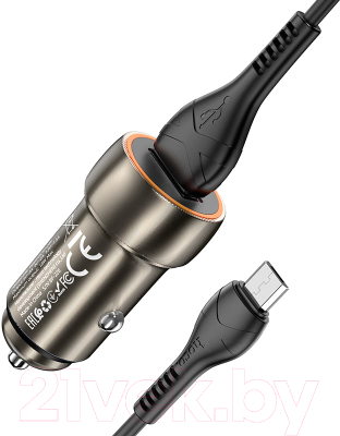 Зарядное устройство автомобильное Hoco Z46 QC3.0 18W + кабель Micro (серый)