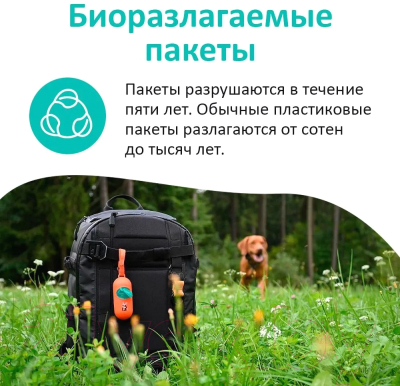 Пакеты для выгула собак Explorer Dog Биоразлагаемые с ароматом мяты / TED0040 (60шт)