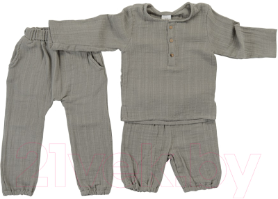 Рубашка для малышей Tkano Essential TK20-KIDS-SHI0006 (12-18M, серый)