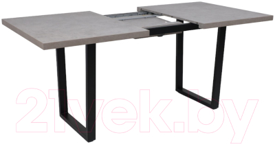 Обеденный стол Listvig Fit 140 раздвижной 140-180x85 (бетон светлый/черный)
