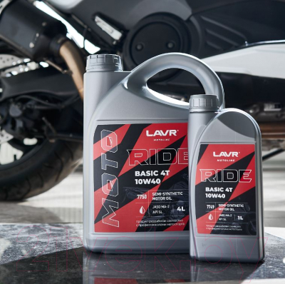 Моторное масло Lavr Moto Ride Basic 4T 10W40 SL / Ln7750 (4л)