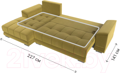Диван угловой Лига Диванов НордСтар левый / 121121L (микровельвет желтый/подушки микровельвет желтый)