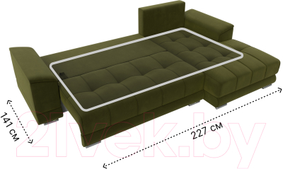 Мягкая мебель Лига Диванов НордСтар правый / 121114 (микровельвет зеленый/подушки микровельвет зеленый)