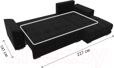 Диван угловой Лига Диванов НордСтар правый / 121117 (микровельвет черный/подушки микровельвет черный)