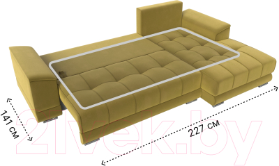 Диван угловой Лига Диванов НордСтар правый / 121121 (микровельвет желтый/подушки микровельвет желтый)