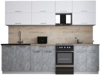 Кухонный гарнитур Интерлиния Мила Gloss 50-27 (белый софт/керамика/травертин серый) - 