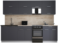 Кухонный гарнитур Интерлиния Мила Gloss 50-27 (графит софт/графит софт/травертин серый) - 