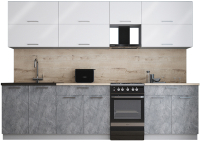 Кухонный гарнитур Интерлиния Мила Gloss 50-29 (белый глянец/керамика/травертин серый) - 
