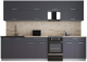 Готовая кухня Интерлиния Мила Gloss 50-29 (графит софт/графит софт/травертин серый) - 