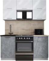 Кухонный гарнитур Интерлиния Мила Gloss 60-16 (белый глянец/керамика/травертин серый) - 
