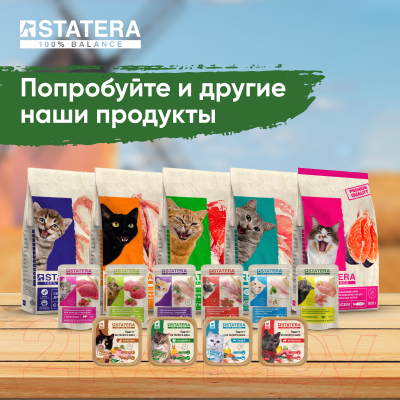 Влажный корм для кошек Statera Для взрослых кошек с уткой и печенью в желе / STA012 (85г)