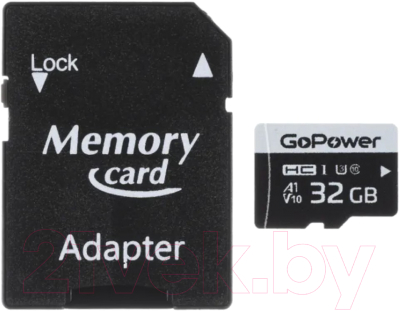 Карта памяти GoPower MicroSD 32GB Class10 / 00-00025675 (с адаптером)