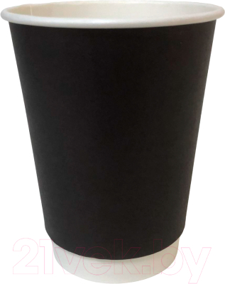 Набор бумажных стаканов Gecko Двухслойный 350мл (3x15шт, черный)