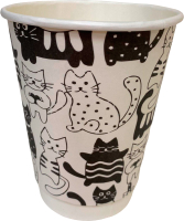 Набор бумажных стаканов Gecko Двухслойный 350мл (3x15шт, коты) - 