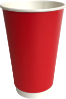 Набор бумажных стаканов Gecko Двухслойный 450мл (100шт, красный) - 