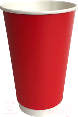 Набор бумажных стаканов Gecko Двухслойный 450мл (100шт, красный)