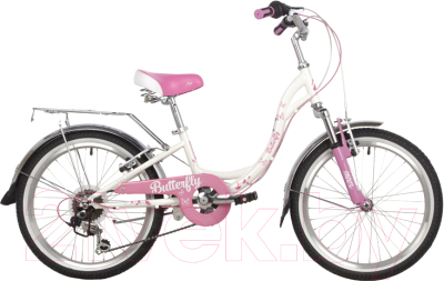 Детский велосипед Novatrack 20 Butterfly 20SH6V.BUTTERFLY.PN22 (белый/розовый)