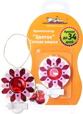 Ароматизатор автомобильный Airline Цветок на дефлектор / AF-D02-SC (сочная вишня)
