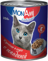 Влажный корм для кошек MonAmi Говядина кусочки в соусе (250гр) - 