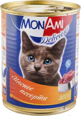 Влажный корм для кошек MonAmi Мясное ассорти (350гр)