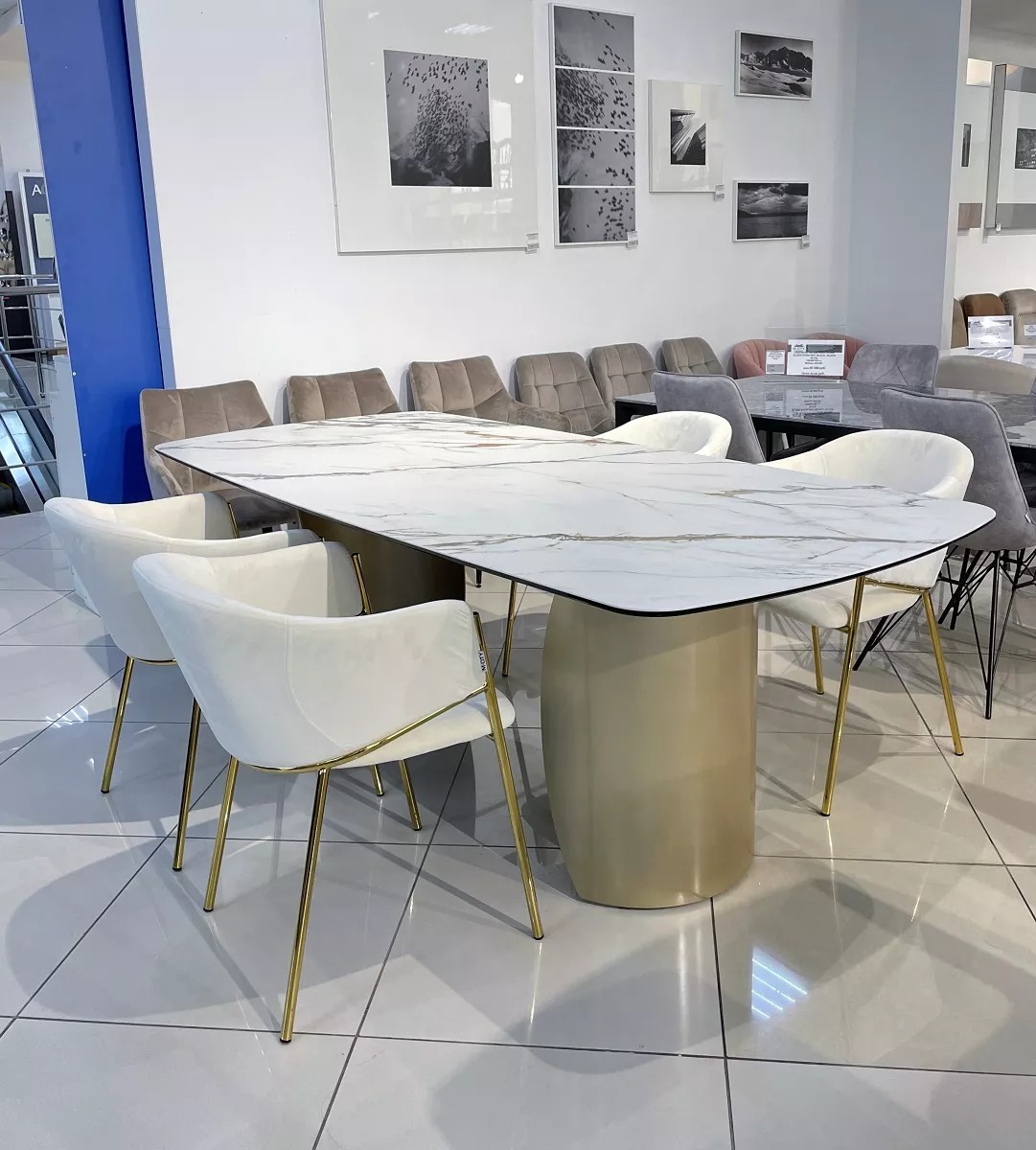 Обеденный стол M-City Bronte 220 KL-188 / 614M05555 (контрастный мрамор матовый/шампань) — фото 6