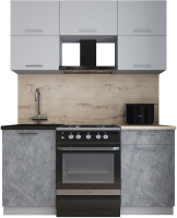 Кухонный гарнитур Интерлиния Мила Gloss 60-16 (пепел софт/керамика/травертин серый) - 